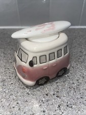 Volkswagen Beetle Pink/White Car Egg Cup And Surfboard Salt VGC