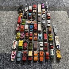 Large Bundle of Playworn Matchbox Model Vehicles Cars Trucks boats helicopters