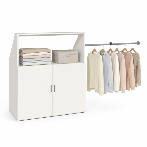 Wooden wardrobe with sloping