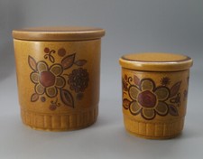 2 Vintage Palissy England Sierra Lidded Jars Small Canisters Royal Worcester