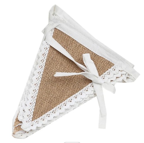 Hessian lace bunting vintage - hessian,
