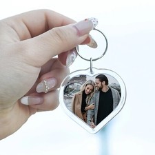 Photo Personalised Customised Love heart Key Ring Tag Any image Keychain #01