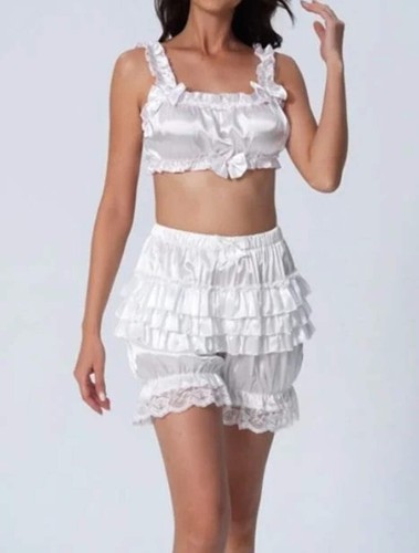Silky satin bloomers white
