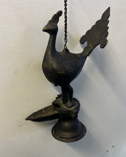 Vintage brass peacock deepa - brass,