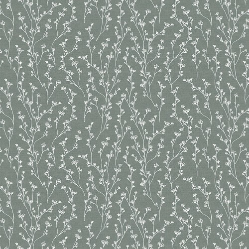 Green floral sprig pvc vinyl - floral,