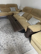 Three Seater reclining Sofas with matching storage stool