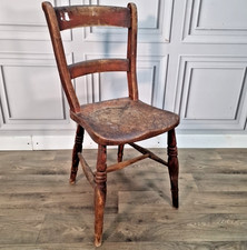 Antique Rustic Elm & Beech Farmhouse Kitchen Chair – Primitive Country Seat