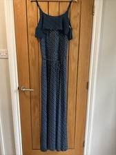 Oasis Blue Print Maxi Sun Dress Size L