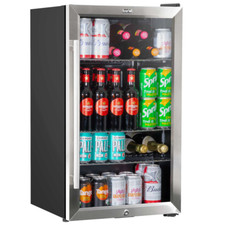 Baridi 85L Drinks Beer Wine Cooler Fridge Under Counter LED Light Stainless A
