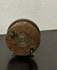 Vintage Wooden And Brass Fishing Reel 