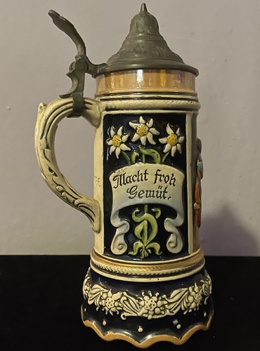 Vintage german lidded beer - german,
