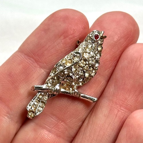 Vintage rhinestone bird brooch - rhinestone,