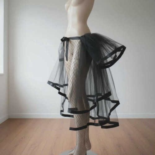Black tulle bustle - skirt, –