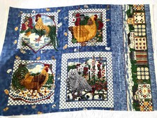 Sunnybrook Farm Chicken Rooster Panel Bonny Rochester MM Fab 112x76cm