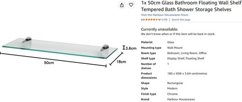Clear 50cm floating - 1x, glass