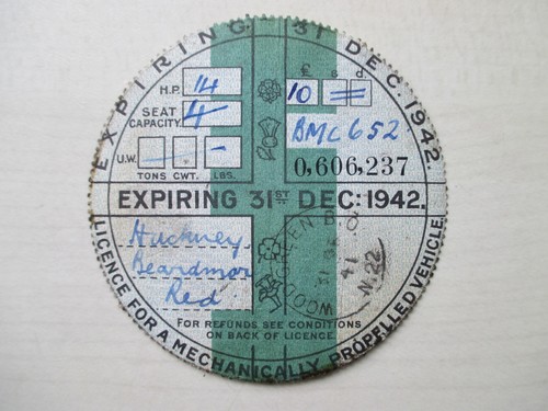 Tax disc wartime vintage - disc,