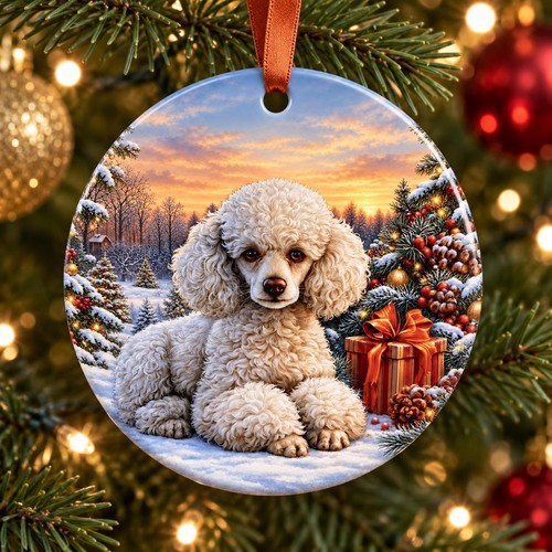 White poodle christmas - white,