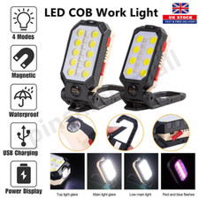 LED Work Light COB Inspection Lamp Magnetic Torch USB Rechargeable Car UK