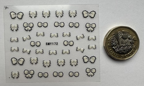 White bows nail art stickers - white,