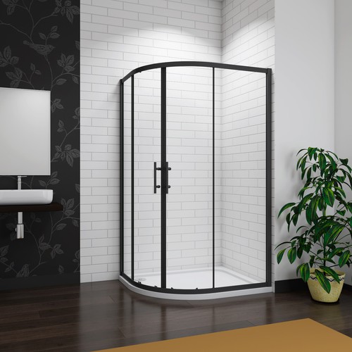 Bathroom matt black quadrant - black,