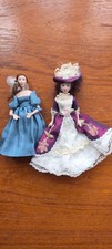 2 Miniature Porcelain Dolls – Victorian Style Dollhouse Ladies