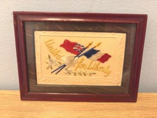 Antique Framed WWI Embroidered