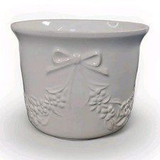 Ceramic Planter Jardinière Bow & Floral Swag Pattern French Rococo Style Vintage