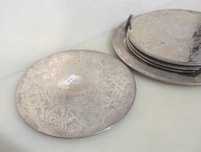 X4 Vintage Silver Plated Placemats Table Mats Placer Mat Stand 8" diameter
