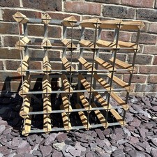Large Wood And  Metal Stacking 24 Bottle Wine Rack Drink Storage Floor Standing