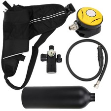 Black 1L Diving Oxygen Tank Set Portable Underwater Breathing Kit Diving MA