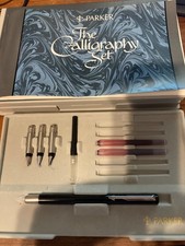 Parker The Calligraphy Set  pen in box with 3 extra nibs booklet underneath