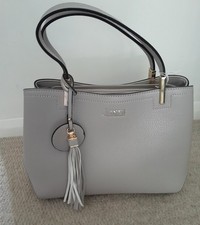 Jones Bootmaker Pale Grey Medium Top Handle Handbag With Crossbody Strap 2571c