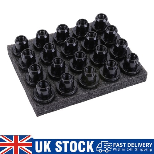 20x black wheel nuts - black, for