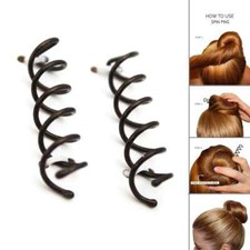 10 x SPIRAL PINS Hair Bun Styling Spin Grip Screw Twist Clips Wedding Kids Women