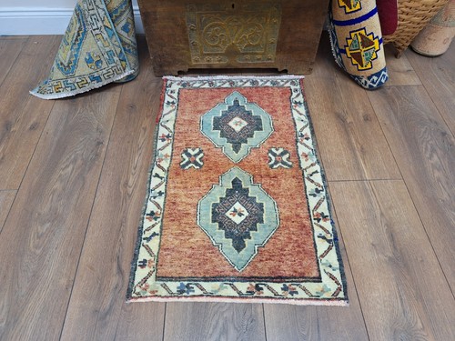 Orange rug turkish vintage - orange,