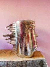 Large Metal Head Shaped Vase