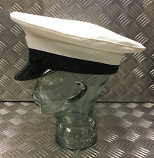 Genuine British Royal Navy Class 1 & 3 White Officer Cap / Dress Hat. Faulty