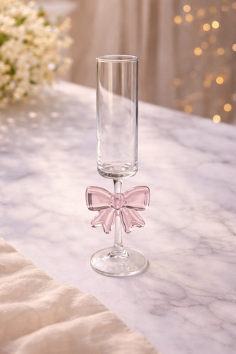 Pink bow champagne flutes set - bow,