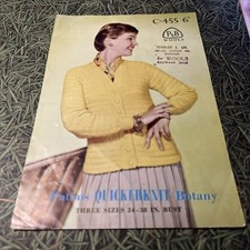 Vintage Patons Women's Cardigan Knitting Pattern 455 1950’s retro 