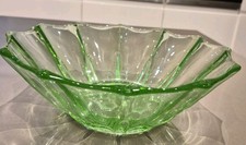 Vintage Uranium Green Glass Bowl Fruit Trifle 