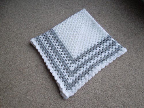Hand made crocheted white grey - made,