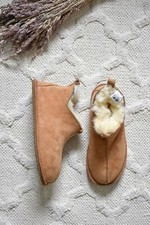 Miko Tan Luxury Sheepskin Slipper Boots with Hard Sole