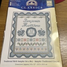 DMC Classics TRADITIONAL BIRTH SAMPLER FOR A BOY Counted Cross Stitch Kit #K5478