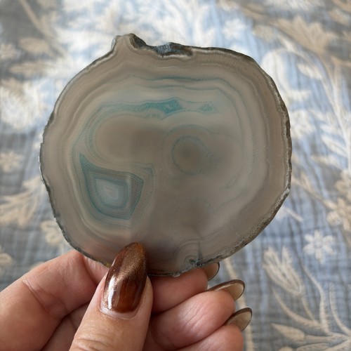 Grey turquoise agate slice - grey,