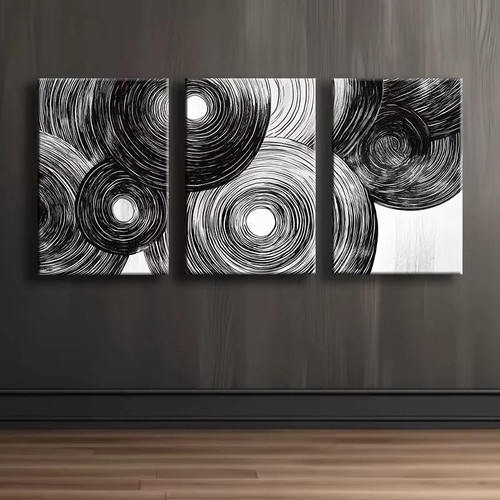 3pcs abstract wood rings wall - wood,