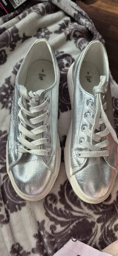 Silver tie shoes - silver,