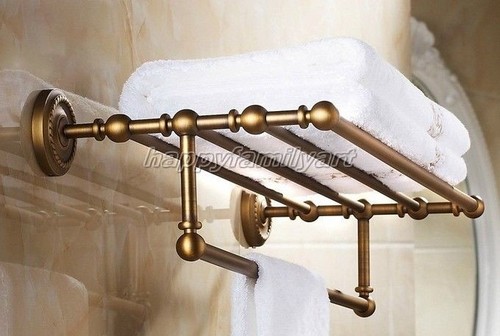 Antique brass towel bar - brass,