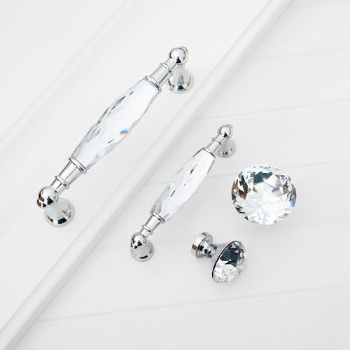 Crystal cabinet knob - knob, chrome
