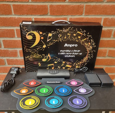 Anpro Electric Roll-up Drum Set - 9 Drum Pad with Rechargeable Battery