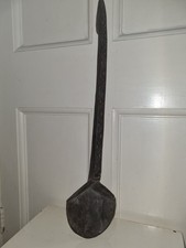 Large tribal carved wooden spoon , incised decoration, 24"